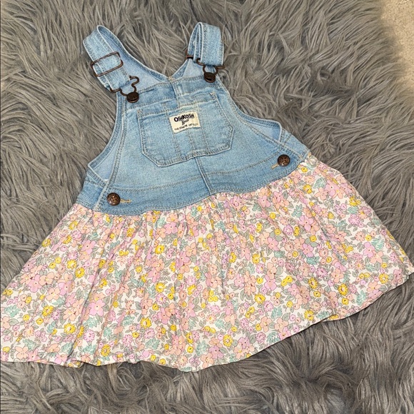 OshKosh B'gosh Blue Denim Floral Dress - Picture 1 of 5